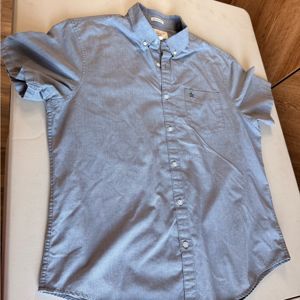 Original Penguin Light Blue Short Sleeve Button-Down Shirt
